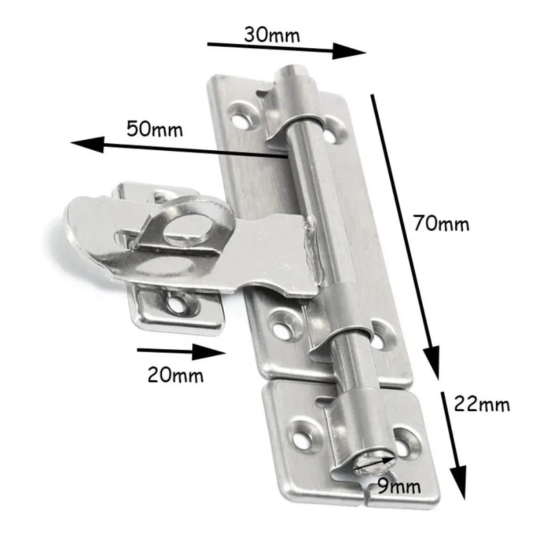 Targette Verrou Inox Brossé avec Moraillon pour Cadenas, Platine 70 x 22 mm, vue 4