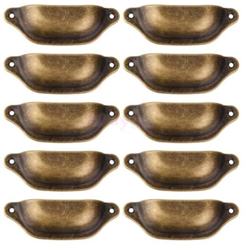 Poignée de Meuble Coquille Vintage Bronze, Lot de 10, 98 mm