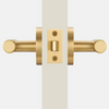 Poignée de porte dorée avec verrou – Design rainuré en laiton massif pour salle de bain ou chambre