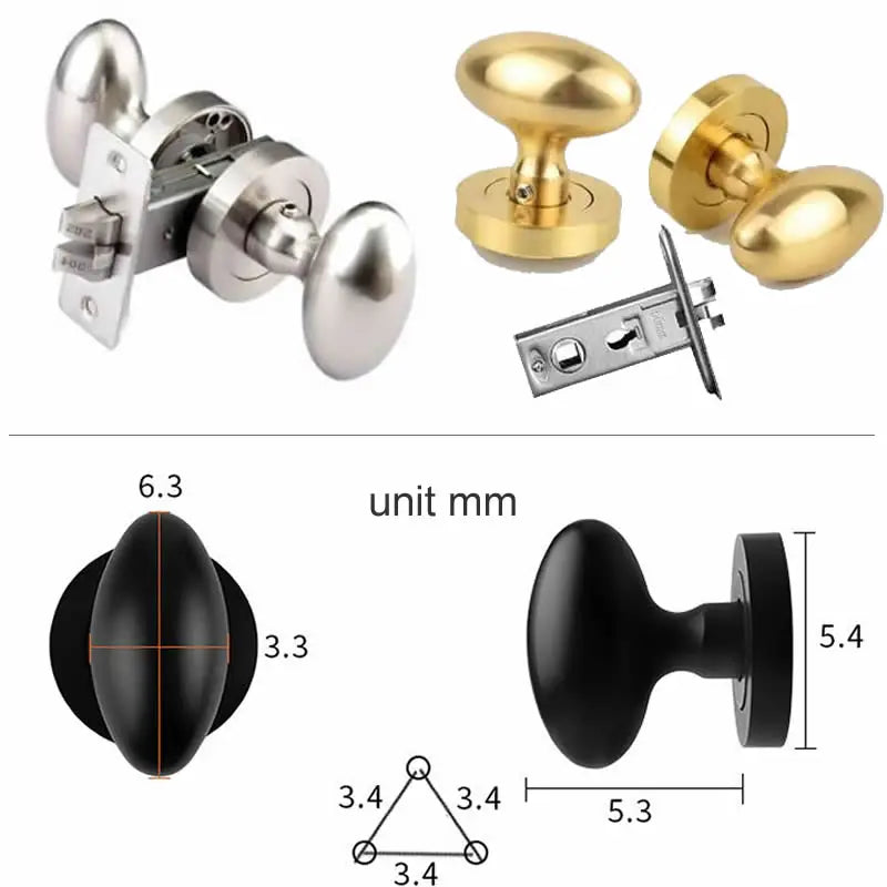 Bouton de Porte Œuf en Zamak sur Rosace Ronde, Seul ou avec Loquet, vue 5