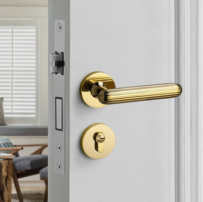 Poignée de Porte Intérieure Cannelée sur Rosace, Béquille Ovale en Zinc, vue 6