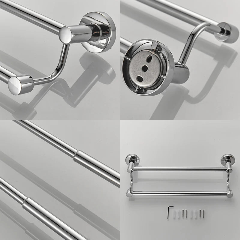 Porte-Serviettes Mural Télescopique Double Barre en Inox, 4 Finitions, vue 6