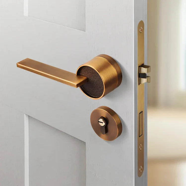 Poignée de Porte Intérieure avec Serrure à Clé, Béquille Plate sur Rosace, vue 4