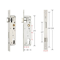 Serrure Encastrable Étroite Inox, Axe 20 à 40 mm, Entraxe 85 mm, 21 x 238 mm, vue 4