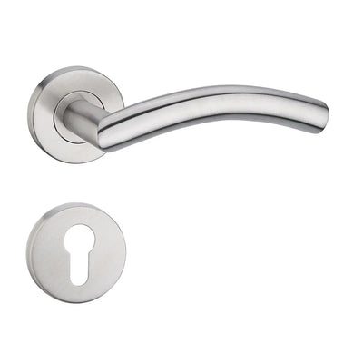 Poignée de Porte Intérieure Inox, Béquille Arquée et Rosaces de Clé