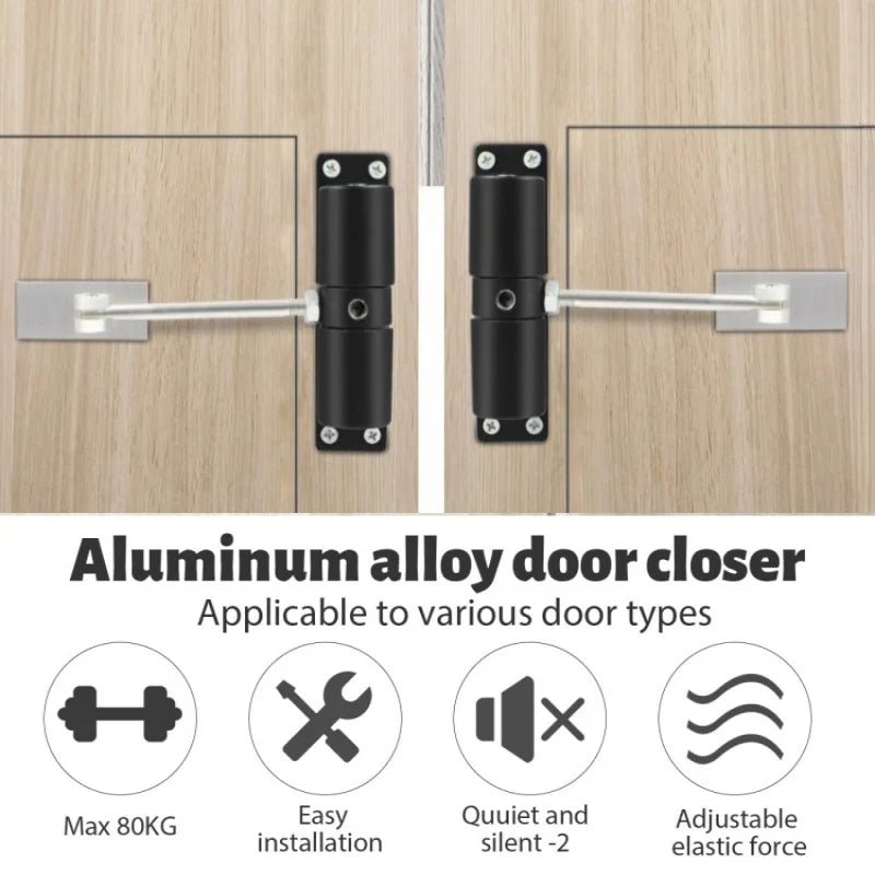 Ferme-Porte à Ressort Réglable en Aluminium, Corps Rond 130 mm ou Carré 100 mm, vue 2