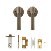 Poignée de porte bronze rainurée – avec verrou, salle de bain