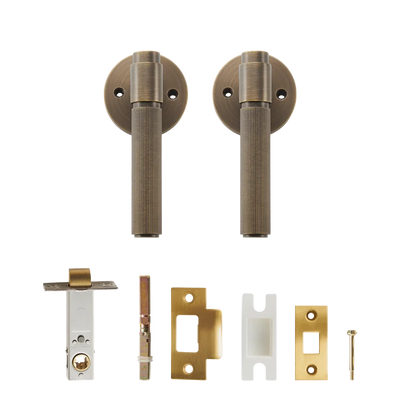 Poignée de porte verticale en laiton bronze avec verrou – Design rainuré élégant