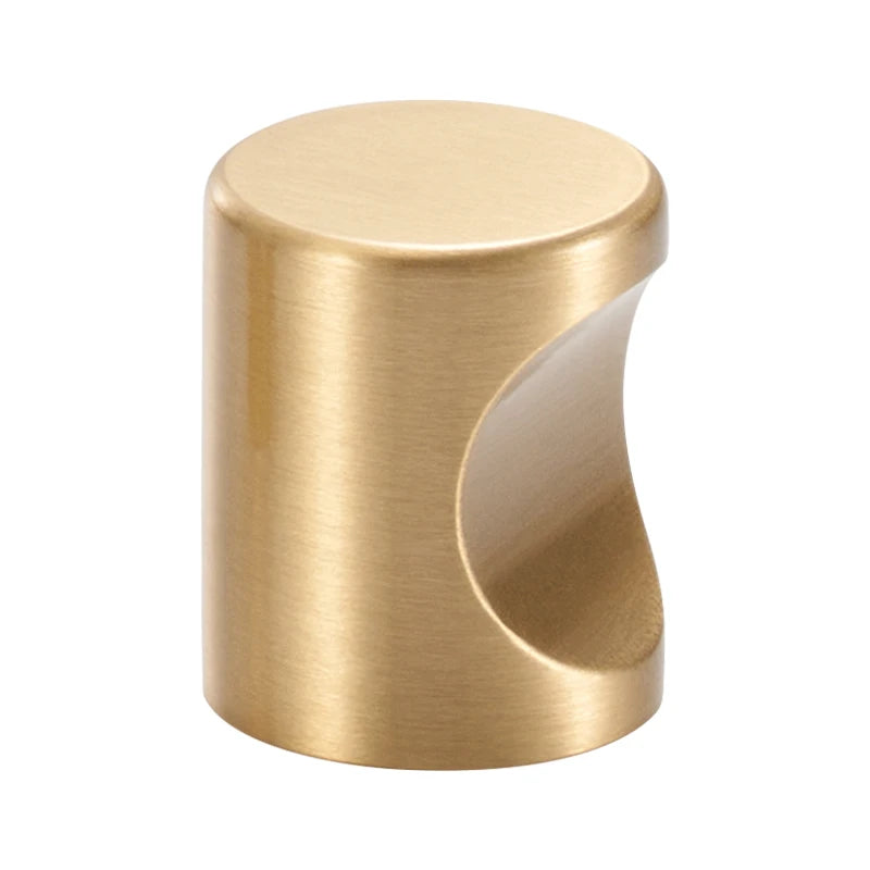 Bouton de Meuble Cylindrique en Laiton Brossé, Ø 17 mm