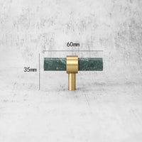 Poignée de Meuble Marbre Vert ou Blanc et Laiton, Entraxe 96 à 160 mm, vue 10