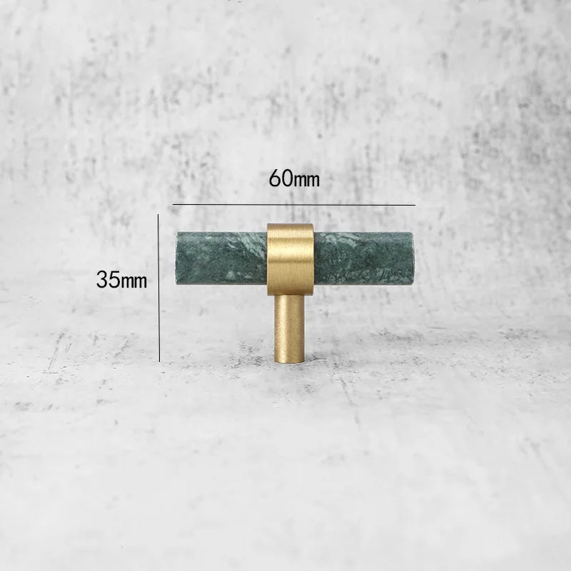 Poignée de Meuble Marbre Vert ou Blanc et Laiton, Entraxe 96 à 160 mm, vue 10