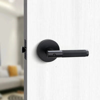 Poignée de Porte Moletée à Clé Intégrée sur Rosace Ronde, 4 Finitions, vue 6