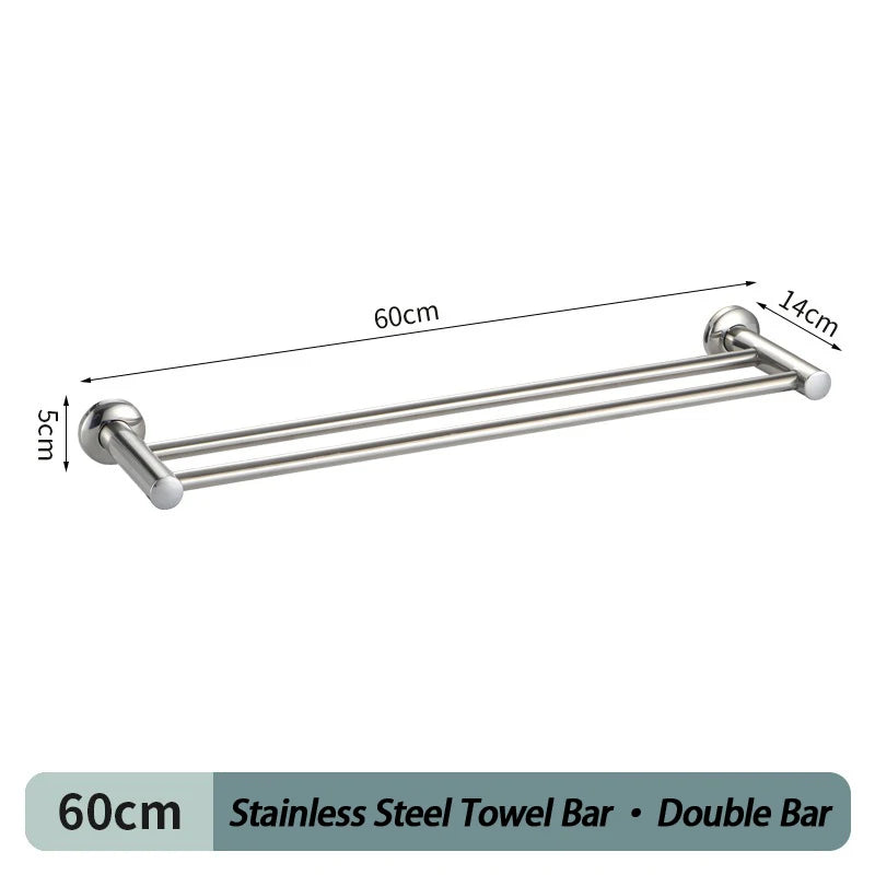 Porte-Serviettes Mural en Inox Chromé, Barre Simple ou Double, 50 ou 60 cm, vue 9