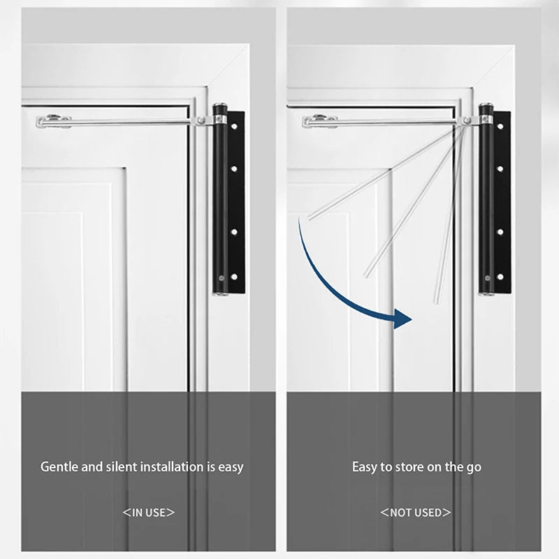 Ferme-Porte Silencieux à Bras Réglable en Inox, 150 x 37 mm, Noir ou Argent, vue 5