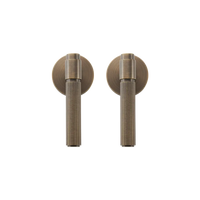 Poignée de Porte Laiton Bronze Antique, Rainures Verticales, sans Serrure, Paire