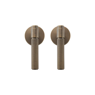 Poignée de porte intérieure bronze rainuré – Laiton massif finition antique (lot de 2)
