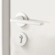 Poignée de Porte Blanche Géométrique avec Serrure à Clé, Entraxe 58 mm