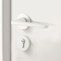 Poignée de Porte Blanche Géométrique avec Serrure à Clé, Entraxe 58 mm