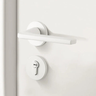 Poignée de Porte Blanche Géométrique avec Serrure à Clé, Entraxe 58 mm