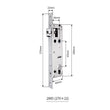 Serrure Encastrable Axe 28 mm, Entraxe 85 mm, Façade 270 x 22 mm