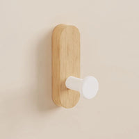 Patère Murale Adhésive en Bois de Noyer ou Bois Clair, Tête Ronde, 80 mm, vue 7