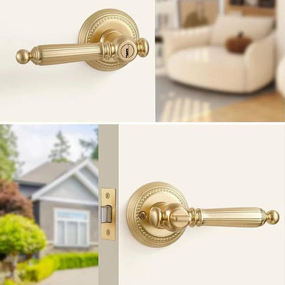 Poignée de Porte d'Entrée Vintage avec Clé, Bronze ou Or Brossé, vue 3