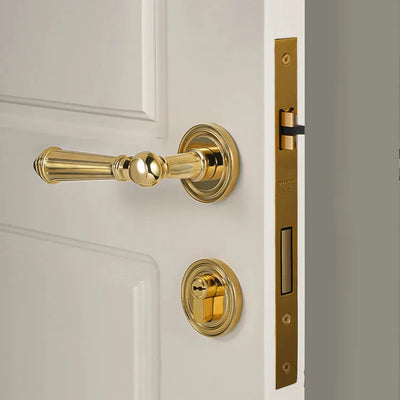 Poignée de Porte Intérieure Classique en Laiton Doré, avec ou sans Serrure, vue 5
