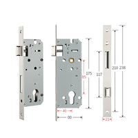 Serrure Encastrable Étroite Inox, Axe 20 à 40 mm, Entraxe 85 mm, 21 x 238 mm, vue 10