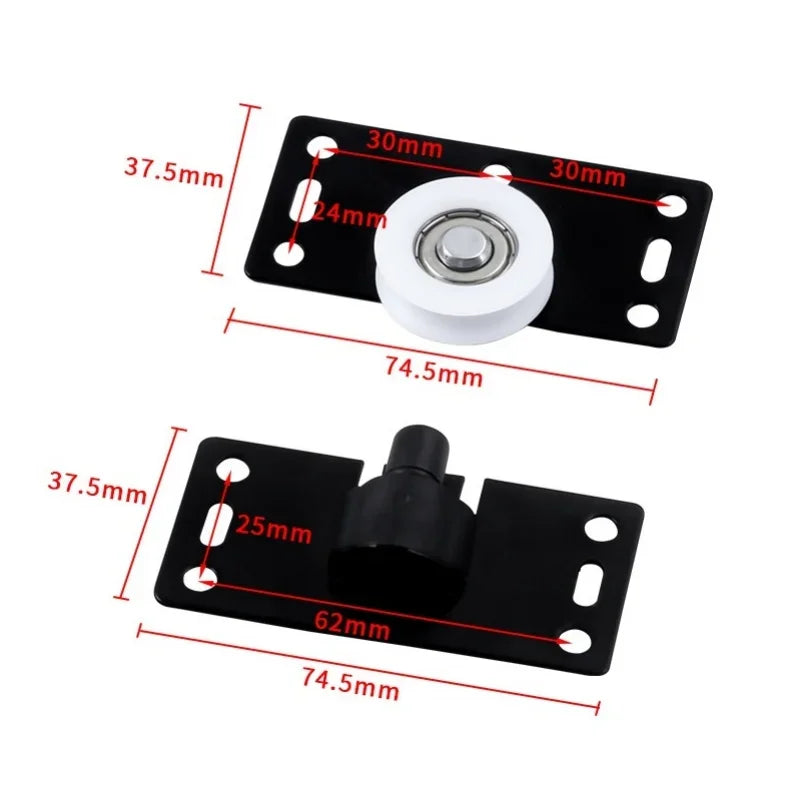 Galets de Placard Coulissant Noirs, 2 Jeux de Roulettes sur Platine, vue 5