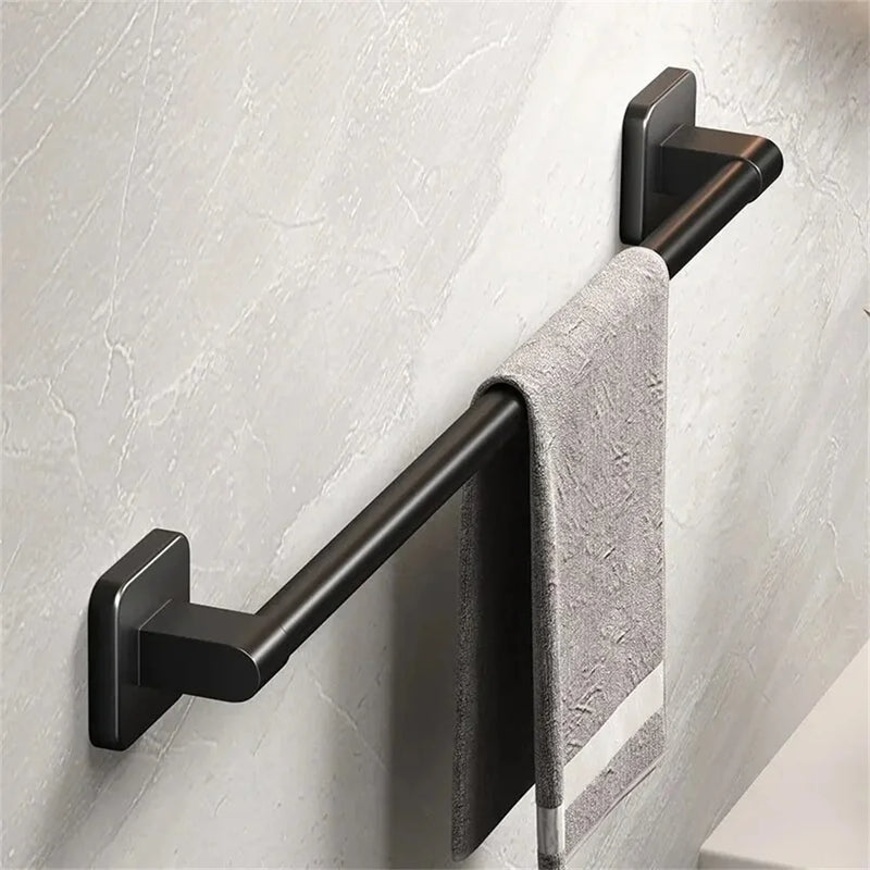 Porte-Serviettes Mural Sans Perçage en Aluminium Noir, Barre de 50 cm, vue 6