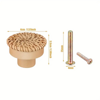 Bouton de Meuble Bohème en Rotin Tressé et Bois, Lot de 1 à 12, vue 8