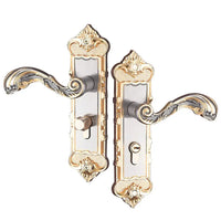 Poignée de Porte Intérieure sur Plaque Baroque à Clé, Doré et Argent, vue 5