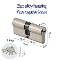 Cylindre de Porte Européen Double Entrée, Zamak Brossé, 60 à 90 mm, 5 Clés, vue 5