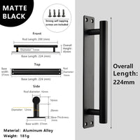 Poignée de Porte de Garage Aluminium sur Platine, Noire ou Blanche, 224 à 384 mm, vue 10