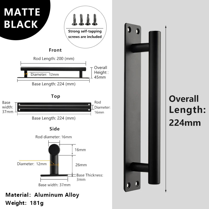 Poignée de Porte de Garage Aluminium sur Platine, Noire ou Blanche, 224 à 384 mm, vue 10