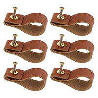Poignées de Meuble en Cuir Marron avec Vis Laiton, Lot de 6, 76 x 25 mm, vue 4