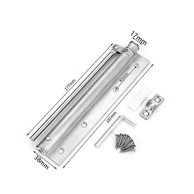 Ferme-Porte à Ressort Inox, Porte Gauche ou Droite, Plaque 150 ou 187 mm, vue 6