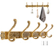 Barre Murale à 5 Crochets Vintage Dorés en Aluminium Ouvragé, 52 cm