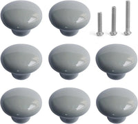 Bouton de Meuble Rond en Céramique Grise, Lot de 8 ou 12