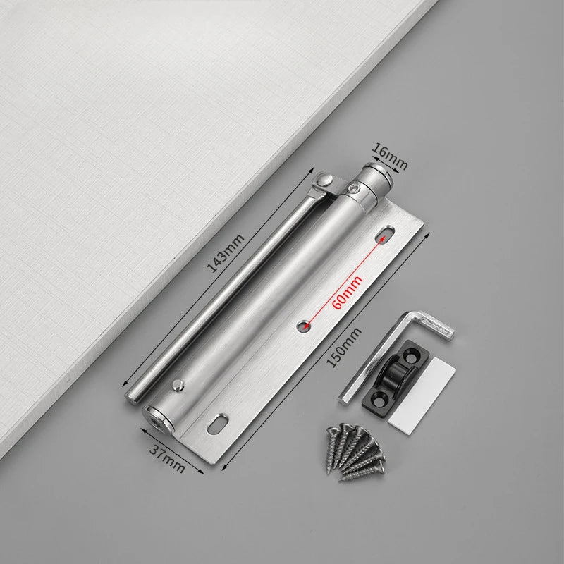 Ferme-Porte Silencieux à Bras Réglable en Inox, 150 x 37 mm, Noir ou Argent, vue 7