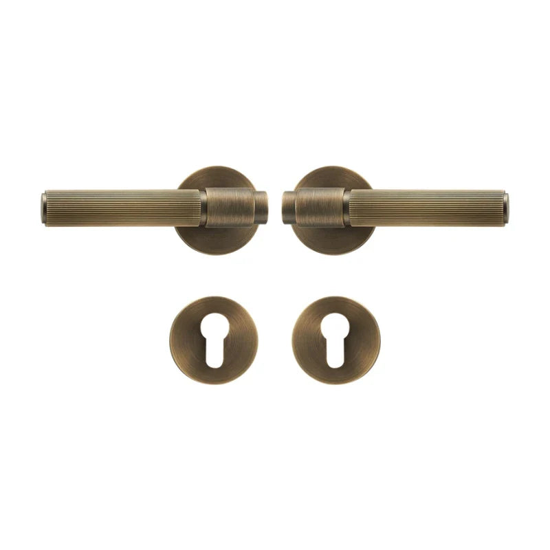 Poignée de Porte Intérieure Cannelée en Laiton Massif, Bronze, Brossé ou Poli, vue 9