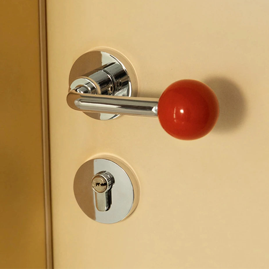 poignée de porte porcelaine rouge – design chrome moderne pour porte intérieure