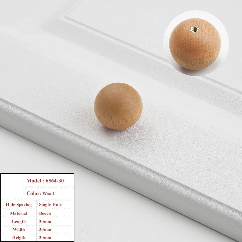 Bouton de Meuble Boule en Bois, Noyer ou Hêtre, 25 à 40 mm, vue 11