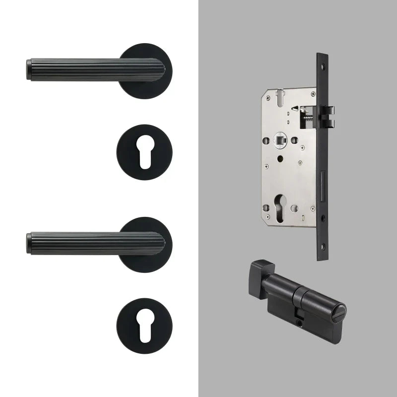 Poignée de Porte Intérieure Striée en Laiton, avec ou sans Serrure, vue 13