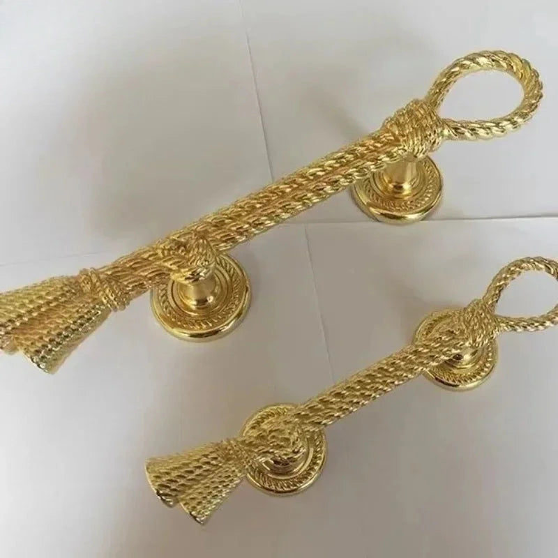 Poignée de Tirage Corde et Gland en Zamak, Doré ou Bronze, 200 ou 280 mm, vue 7
