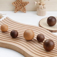 Bouton de Meuble Boule en Bois, Noyer ou Hêtre, 25 à 40 mm