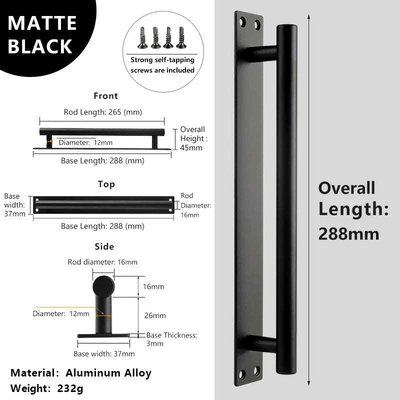 Poignée de Porte de Garage Aluminium sur Platine, Noire ou Blanche, 224 à 384 mm, vue 7