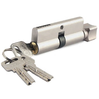 Cylindre de Porte à Bouton 70 mm, Aluminium Brossé, 3 Clés, vue 3