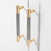 Poignée de Meuble Moletée en Aluminium, Doré, Noir ou Bicolore, Entraxe 76 à 256 mm, vue 5