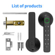 Serrure Connectée à Poignée Noire, Empreinte Digitale, Code et Clé, Bluetooth